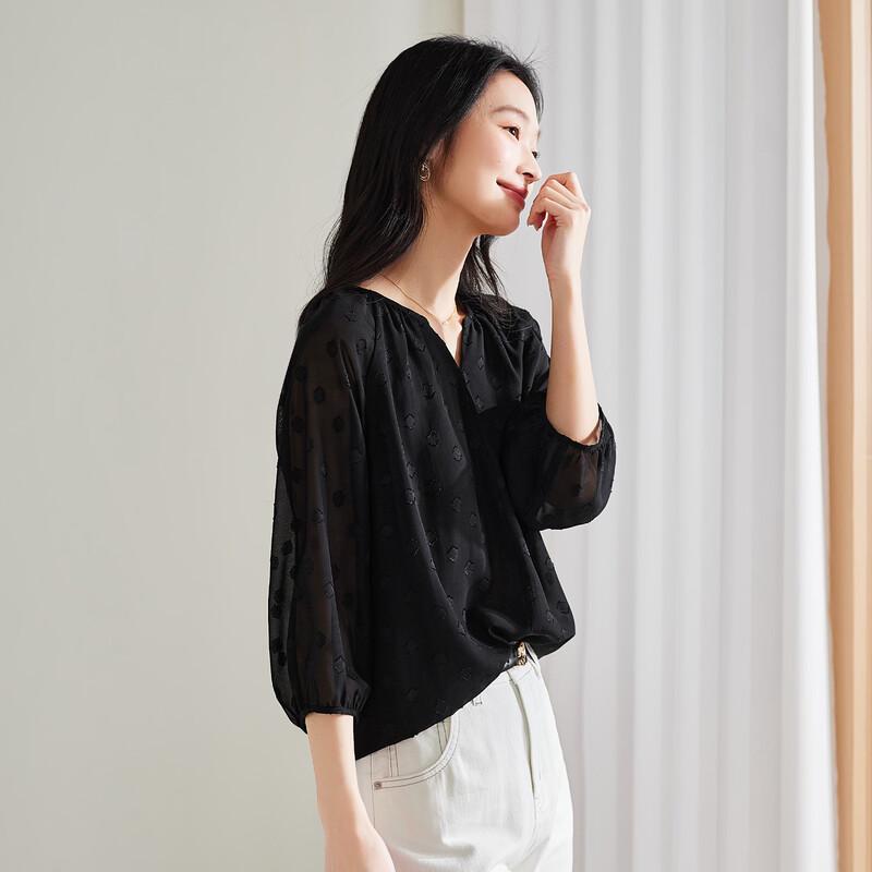 SOFSIL Women s French Jacquard V-Neck Blouse XL