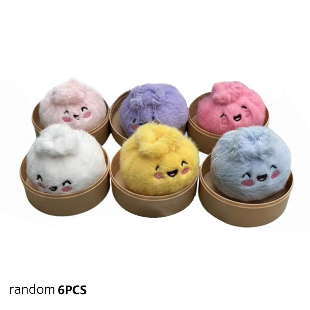 1/6Pcs Stress-Relieving Dumpling Series Blind Box Cute Fluffy Dumpling Stuffed Toy, Random Color Soft Plush Collectible Gift