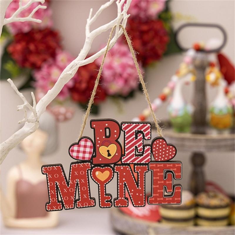 Love Themed Door Sign Pendant Pink Sign Love Valentine's Day Ornaments Heart Pendant Love Be Mine Sign