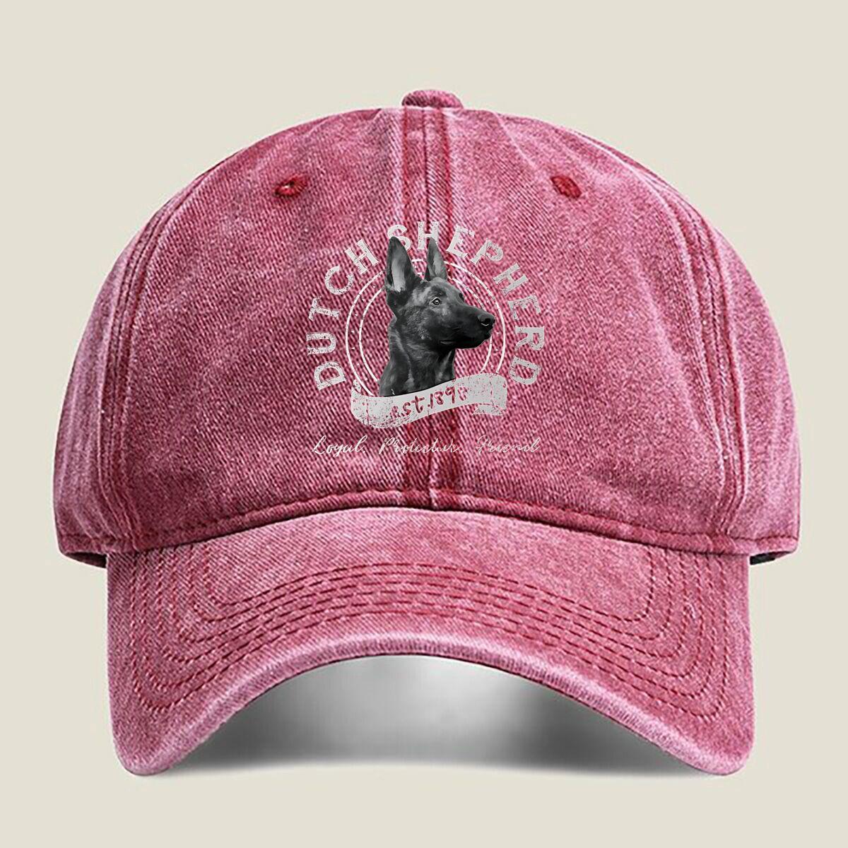 Dutch Shepherd  dog portrait art Baseball Cap Unisex Women Distressed Washed Sun Cap Outdoor Workouts Hat One Size