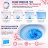 Automatic Toilet Bowl Tablets Dual Color Water Soluble Film with Urine Scale Remover, Long Lasting Fragrance Tablets for Deep Stain Elimination