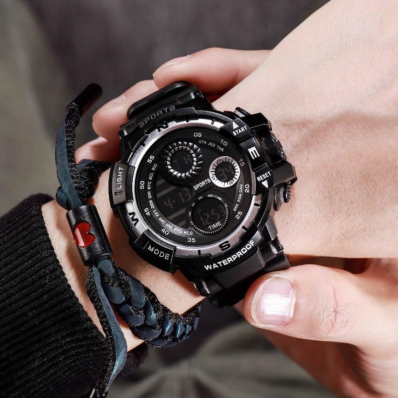 New Men's Single Display Electronic Digital Function Luminous Waterproof Sports Trend Watch