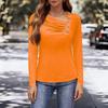 Top da Donna in Seta di Latte a Maniche Lunghe alla Moda Casual con Collo Asimmetrico e Bottoni T-shirt