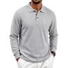 Men's Polo Collared Pocket Long Sleeve T-Shirt Solid Color Casual Top Casual Everyday Outfit