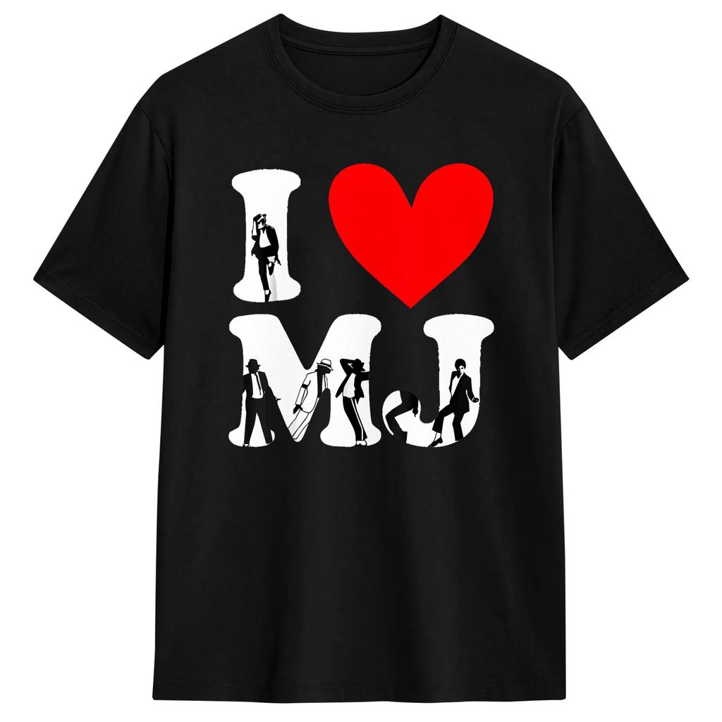 Retro I Love MJ TShirt Summer Cotton TShirts For Unisex Pattern Tee Shirt Short Sleeve Streetwear Clothes
