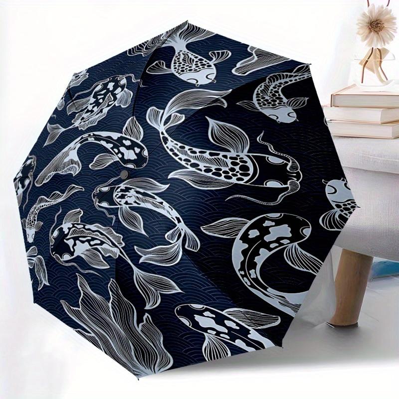 1 Stück Koi-Teich Automatischer Öffnungs-/Schließschirm mit Ein-Knopf-Bedienung, Winddichtes Design Leichter Tragbarer Schirm für Damen & Herren6067