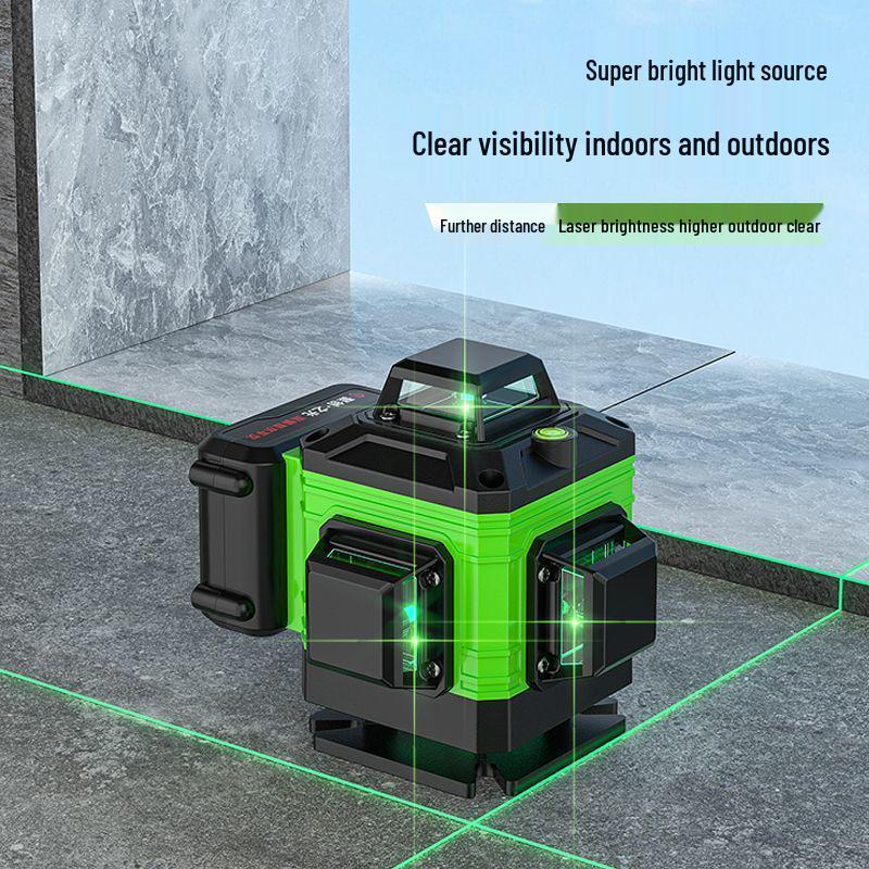 Green Light Laser High-Precision Automatic Level: Infrared Outdoor Wall/Floor Leveling Tool (8/12/16)