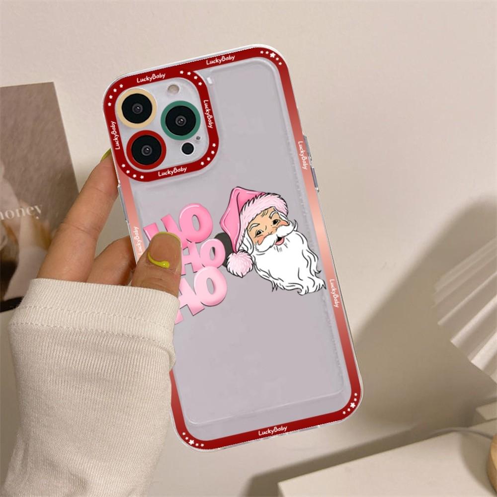 Christmas Cartoon New Year Gift Phone Case For iPhone 16 15 14 13 12 11 Pro Max XS X XR Mini Protective Cover
