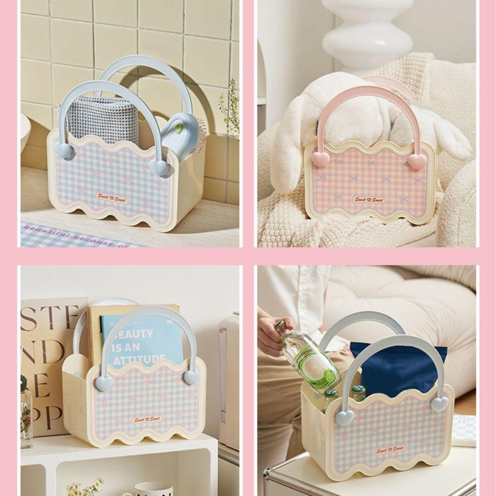 Cute Sweet Heart Portable Bath Basket Household Large Capacity Shower Basket Stackable Space Saving Drainage Toiletry Basket