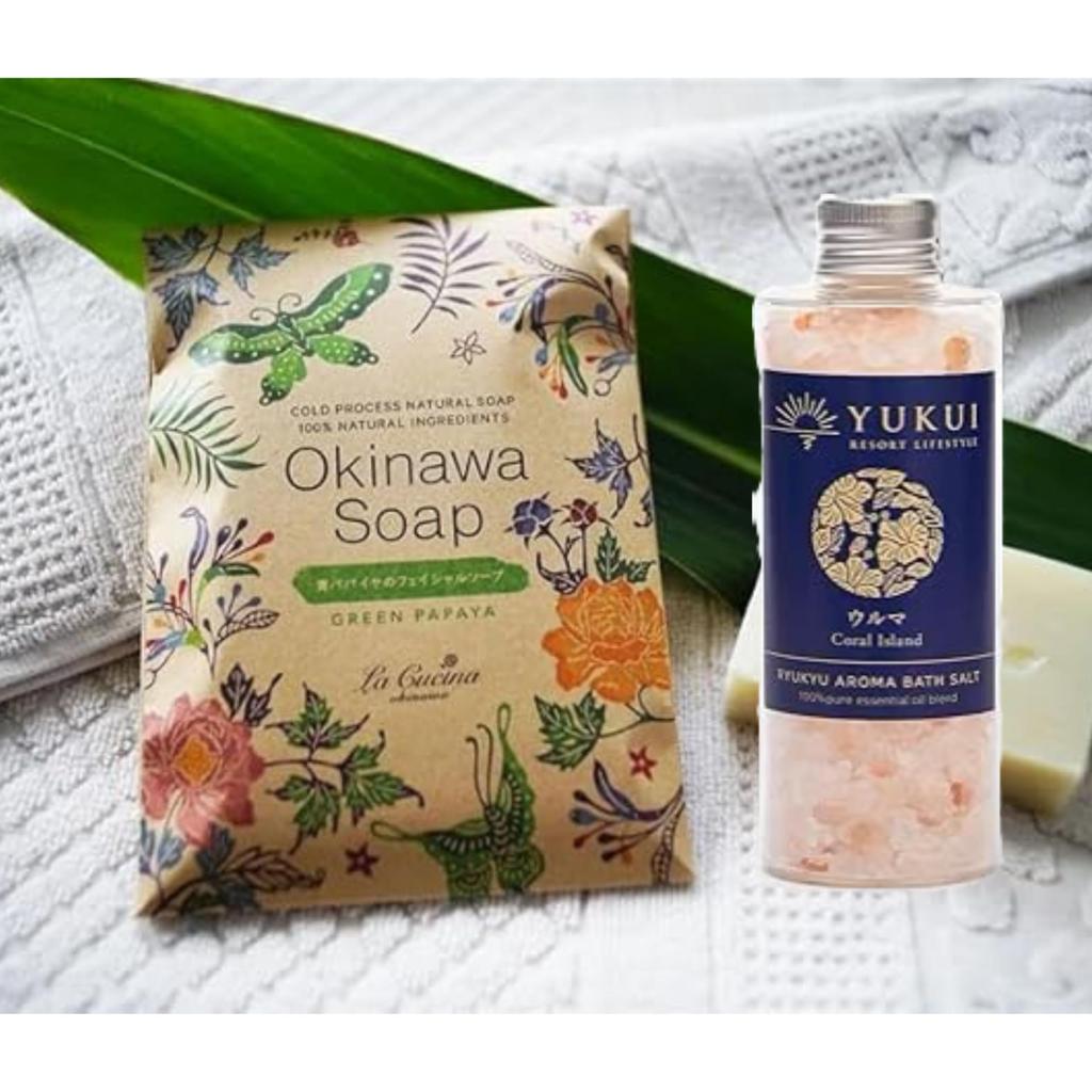 Green Papaya Facial Soap Ryukyu Aroma Bath Salt Coral Reef (Bingata) + (Uruma)