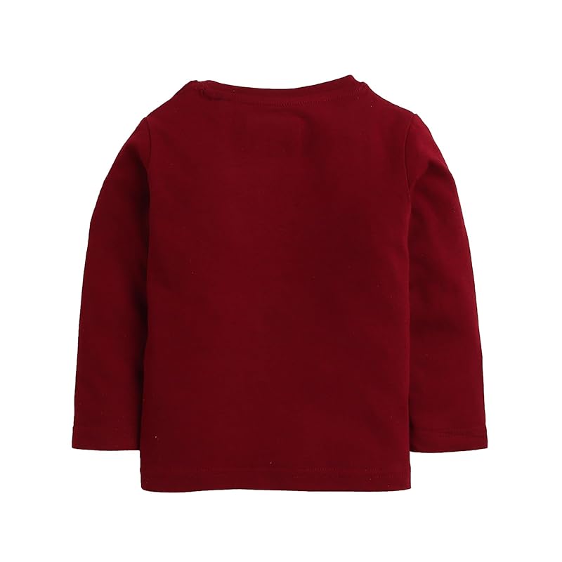 BUMZEE Maroon Girls Cotton Full Sleeves T-Shirt And Pajama Set Age - 5-6 Years