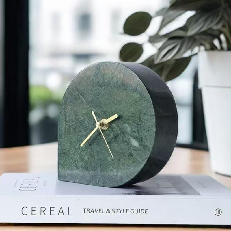 Creative Table Clock Modern Miniature Desk Clock Light Luxury Marble Clocks Ornaments Living Room Art Decoration Accessories
