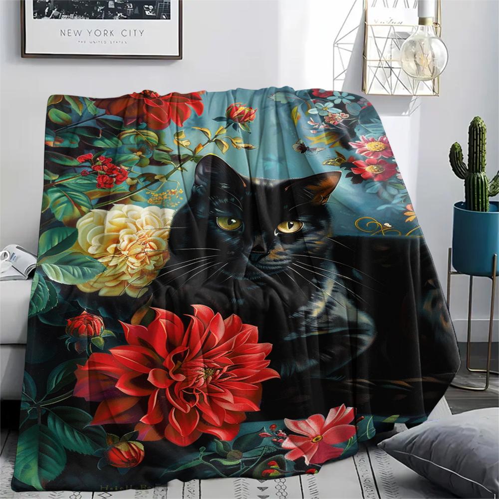 1Pc Cartoon Print Flannel Blanket, High Quality Comfortable for All Seasons, Home Decor, Warmth and Comfort, Perfect for Christmas Birthday Gift