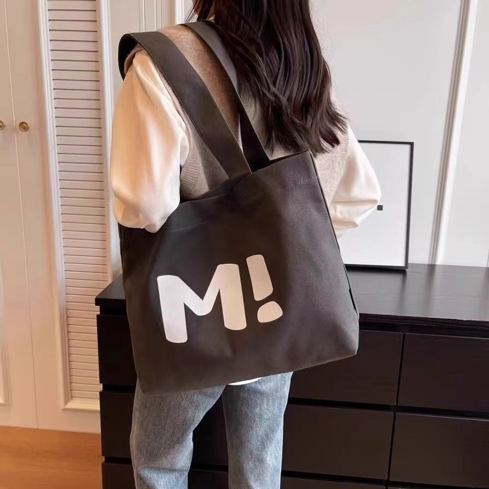 Cute College Canvas Women's Bag College Student Outing Casual Versatile Shoulder Bag Simple Tutoring Bag