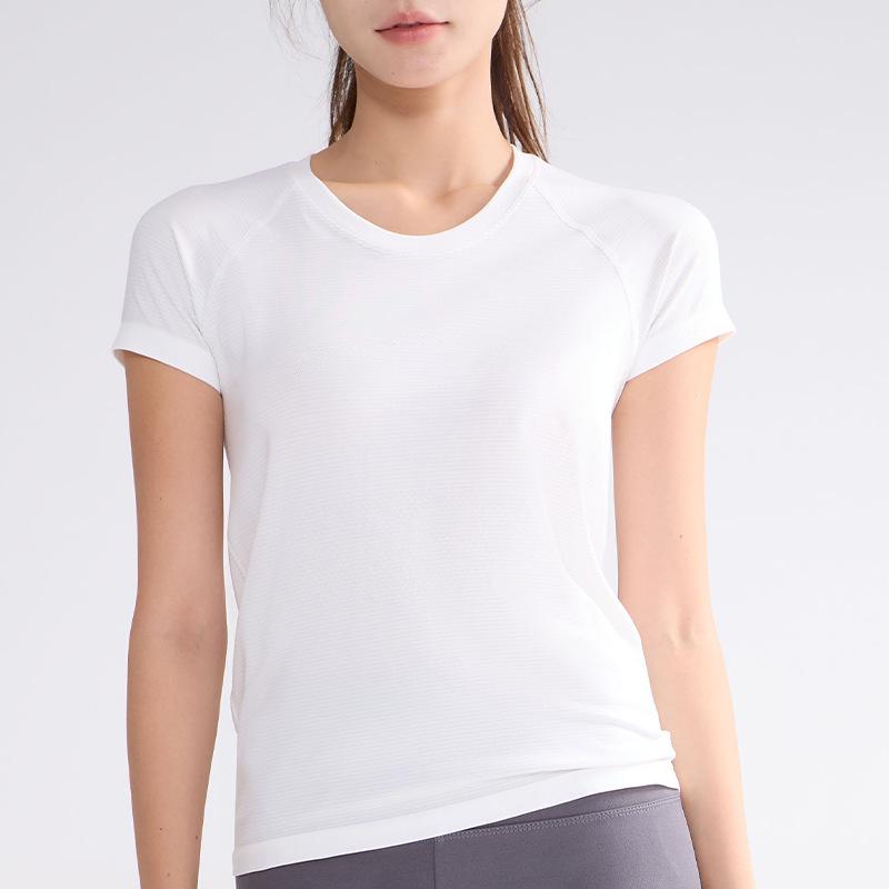Women s Plus Size Quick-Dry Short Sleeve Seamless Yoga & Running T-Shirt S белый