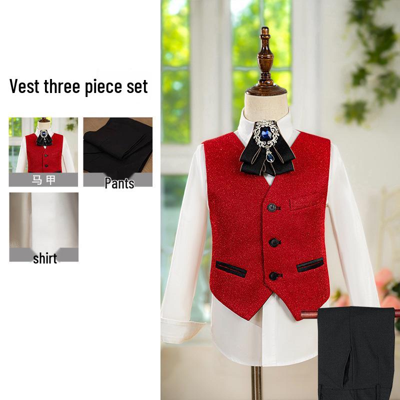 Boys' Silver Sequin Suit Set - Performance & Ceremony Outfit