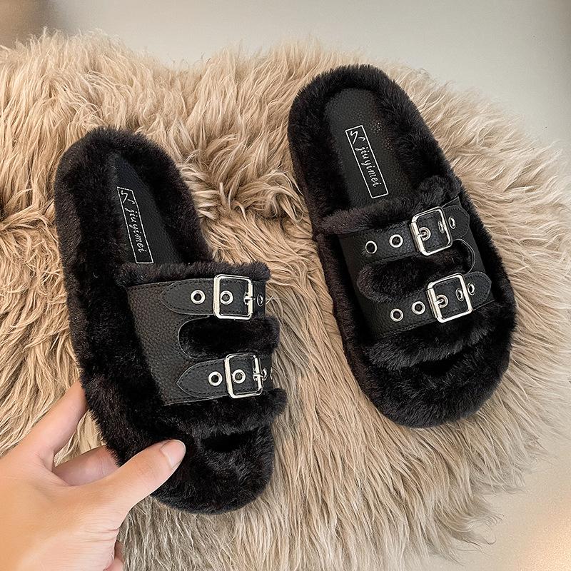 

Thick-bottomed Internet celebrity Mao Mao slippers women s outer wear 2025 spring and autumn new popular home versatile fashion one-word cotton slip 35 чёрный