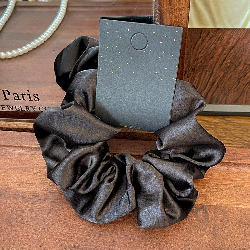 Korean Style Satin Large Intestine Ribbon Hairband Gentle Temperament Black Mourning Hair Accessories as the picture