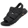 Summer new men's sandals cowhide beach shoes casual platform slippers Velcro white men's leather sandals