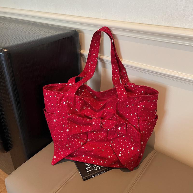 Sweet Design Bow Star Pattern Large Capacity Women Casual Shoulder Tote Bag