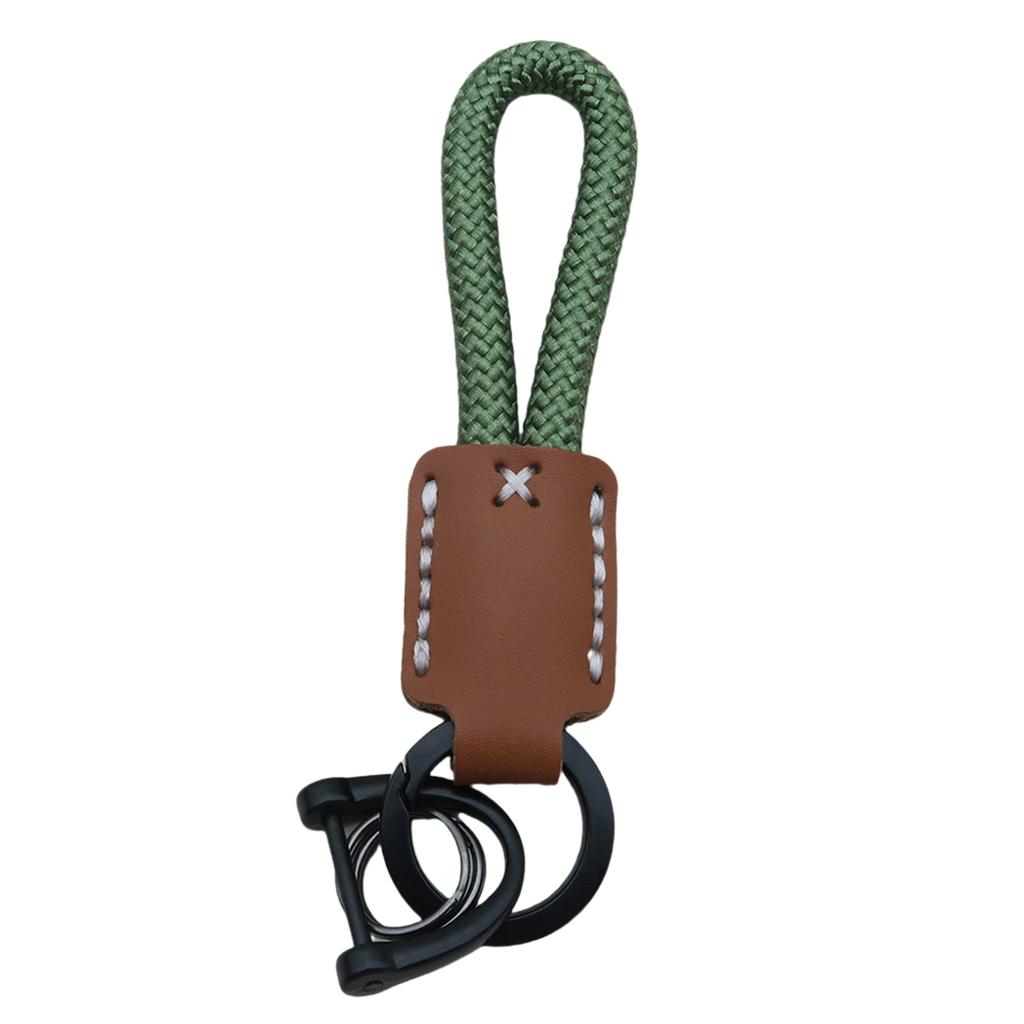 Braided Leather Key Holder Stylish Cowhides and Nylon Rope Keychain Hand Rope School Bag Pendant for Everyday Use