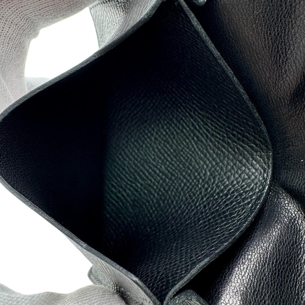 HERMES Bean leather Card Case black leather unisex Used