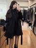 Women's Black Woolen Coat - Autumn/Winter 2025 High-End Casual Slimming Korean Style