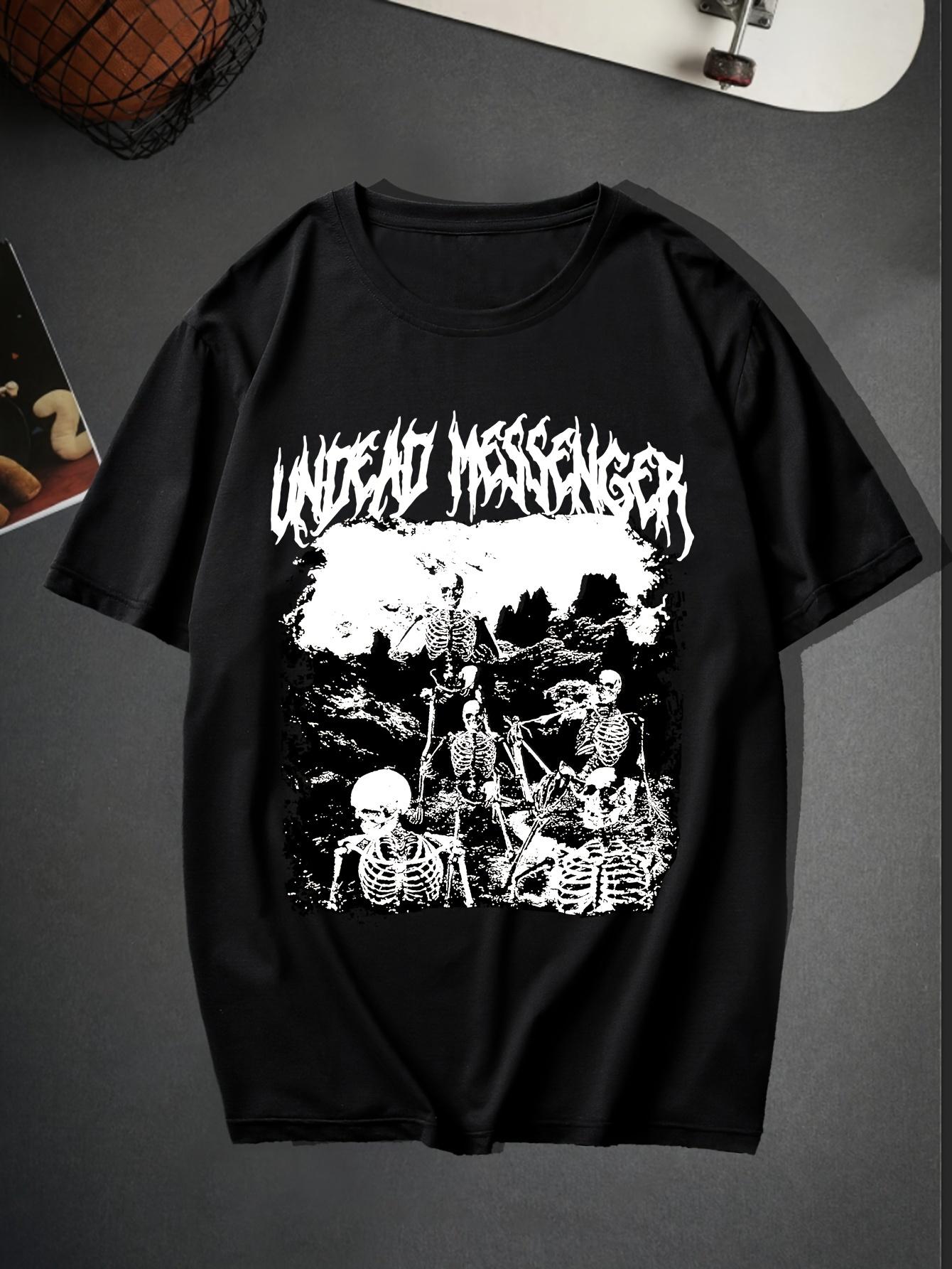 

Summer Fashion Skull Letter Print Men s Comfortable Pure Cotton Round Neck T-shirt Outdoor Hip-hop Plus Size Short Sleeved Shirt 4XL