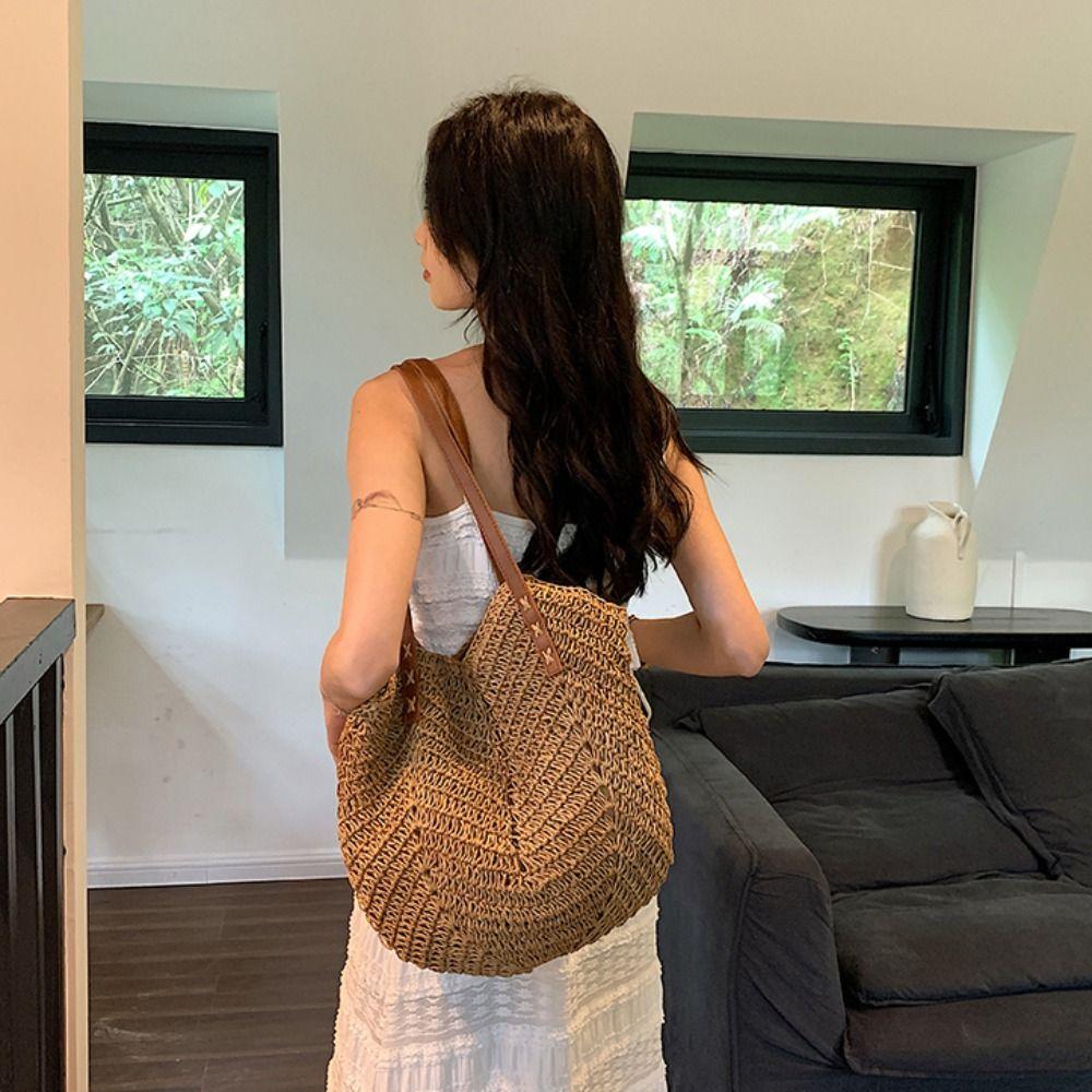 Hollow Out Raffia Bag Shoulder Bag Beach Bag Casual Weave Straw Bag  Summer