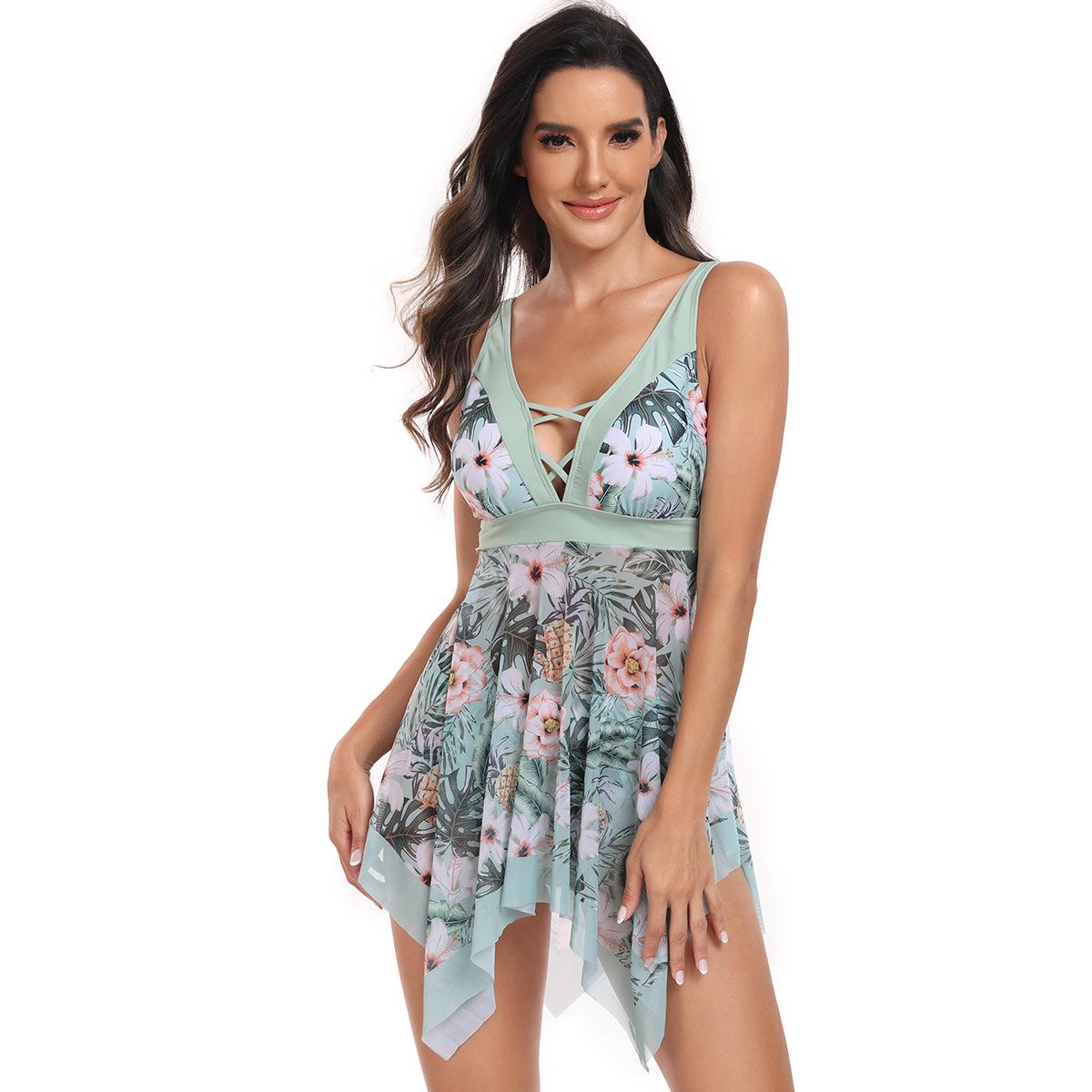 

Женский раздельный купальник большого размера с принтом, платье для плавания 2024 XL