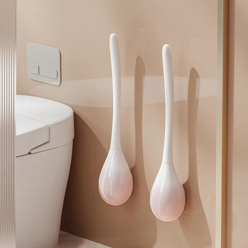 Wall-Mounted Household Toilet Brush No Dead Angle Long Handle Bathroom Cleaning Tool With Base For Hygienic Cleaning
