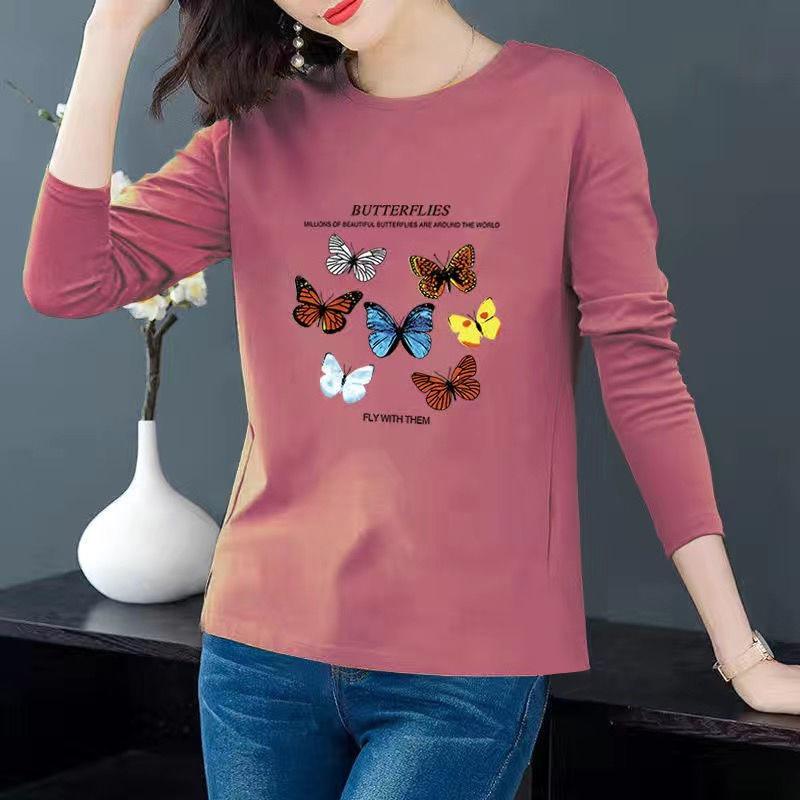 Long-sleeved T-shirt Women's Autumn Korean Version of the New Loose Large-size Printed Long-sleeved Top T-shirt Tide