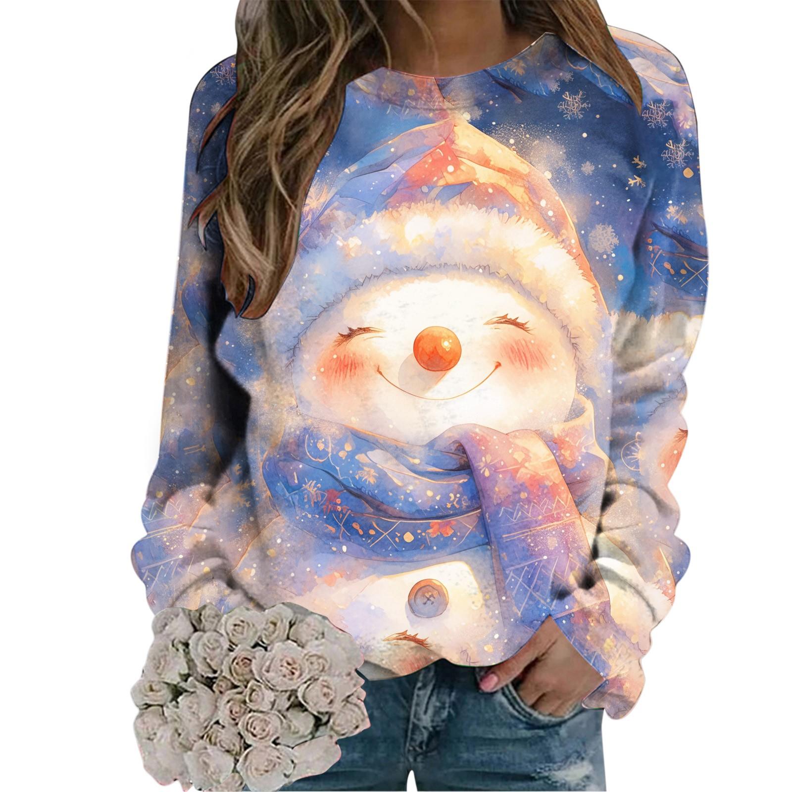 

2024 Рождественская толстовка для женщин Harajuku Олень Принт Спортивный костюм Длинный рукав O-образный вырез Пуловер Фестиваль Уличная одежда 8XL