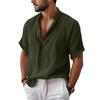 Linen Shirts for Men Casual Short Sleeve Shirts for Men Relaxed Fit Polo Shirts for Men Mens Polo Shirts Short Sleeve Comfortable Style