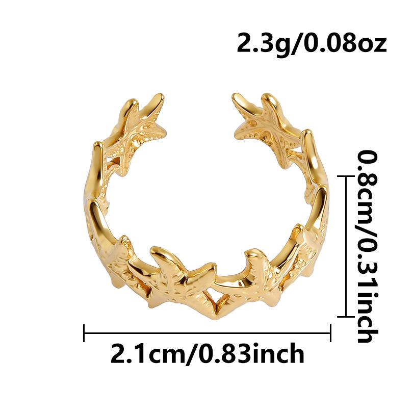 

Real Gold Plated Sea Animal Ring Open Adjustable Stainless Steel Rings For Women Men Accessories PVD Ocean Beach Jewelry Anillos 1pcs