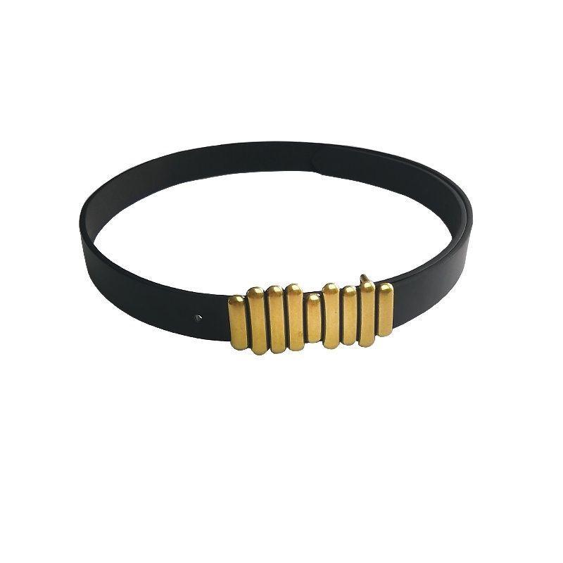 Stylish Korean Minimalist Women s Denim Pants With Chic Button And Versatile Belt Black Gold