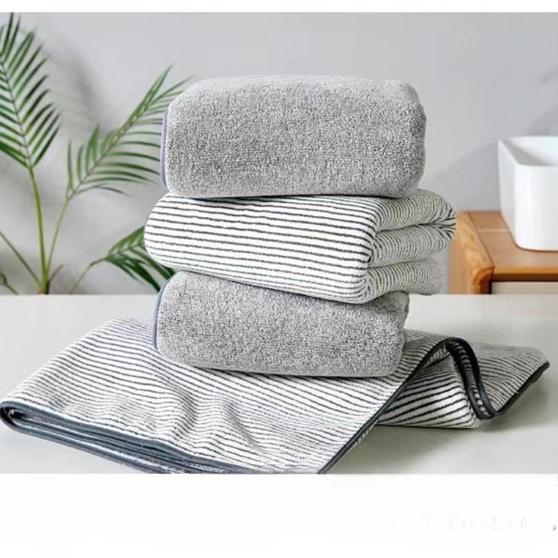 1 pcs Striped Bamboo Hand Towel Absorbent & Quick-drying Super Soft Skin-friendly Bathing Towel For Home Bathroom 35x75cm