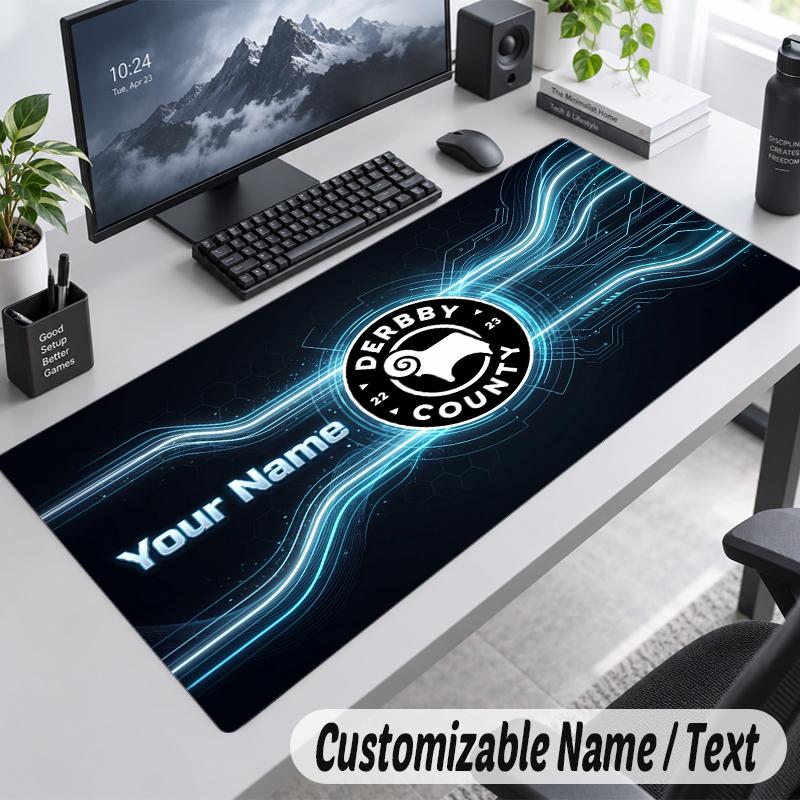 Custom Name Text Mouse Pad Derby County Personalized Desk Pad For Work And Gaming