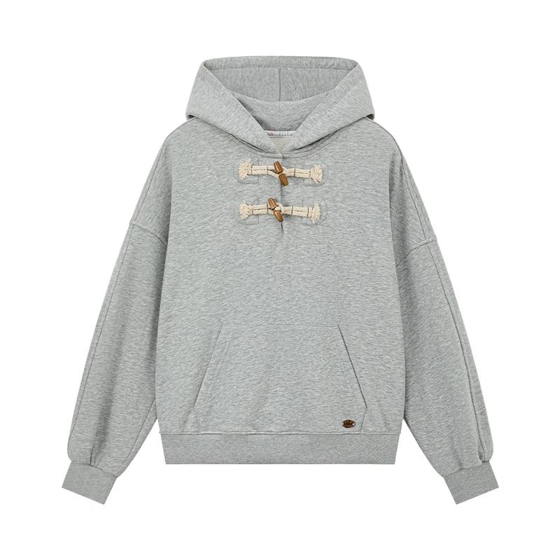 ELLE KIDS Girls Retro Hooded Sweatshirt with Chinese Disk Buttons 150