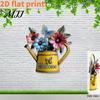 Metal Wall Art Decor Rustic Watering Can Art, Flower Butterfly Welcome Sign, Farmhouse Three Dimensional Ornaments Iron Hanging for Porch Garden Patio