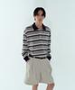 Noiseu M Cotton Logo Striped Polo Shirt - Gray