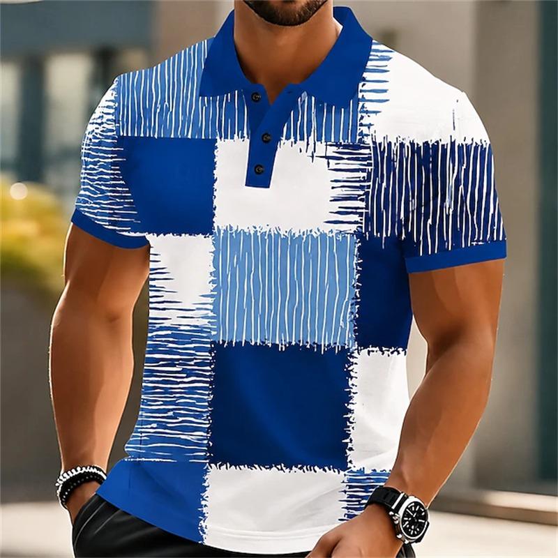 Men's Summer Polo Shirt Striped Short-Sleeve Breathable Men's Top Business-Style Collar High-Quality Short-Sleeve Top
