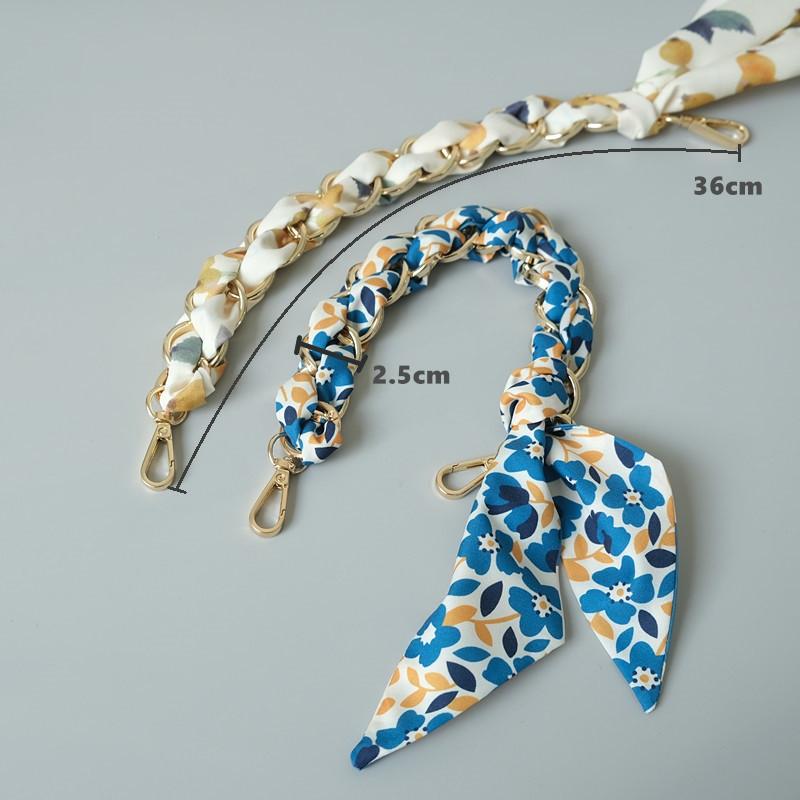 New Fashion Spring Summer Woman Handbag Accessory Part Chains Detachable Replacement Floral Silk Cotton Scarve Strap Women Chain