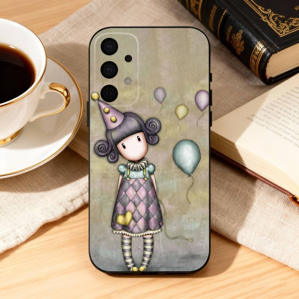 Cute S-Santoro G-Gorjuss Phone Case For Samsung Galaxy A73,A72,A71,A70,A53,A52,A51,Soft Silicone Black Cover