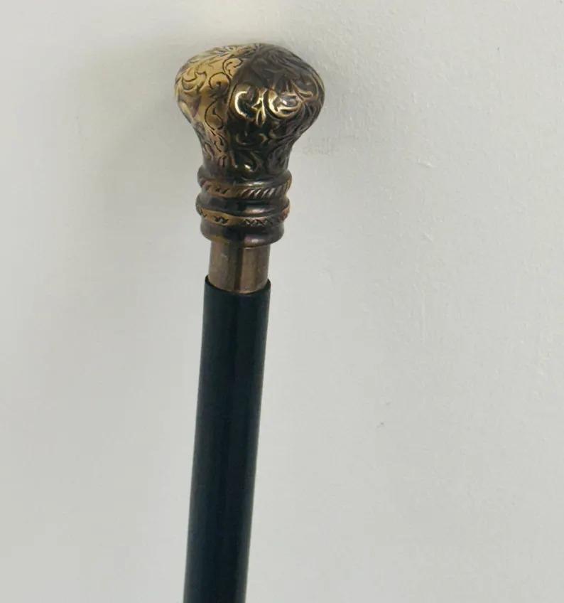 Swagger Walking Stick Can Victorian Style Brass Nickel Knob Handle Cane