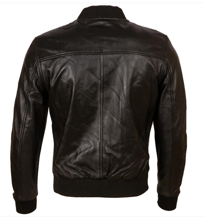 AVIATRIX Men's Real Leather Bomber Jacket (E0DB) - Black