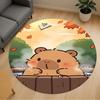 1pc Bear Hot Spring Round Chair Mat Office Area Rug - Non-Slip, Floor Mat for Office, Bedroom, and Indoor Decor P127159