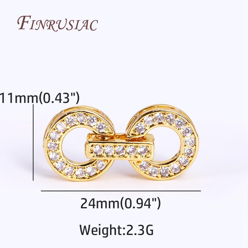 

11X24mm 18K Gold Plated Inlaid Zircon Round Fastener Connector Clasps For Bracelet Necklace Making,DIY Pearls Jewelry Fittings 1 Piece