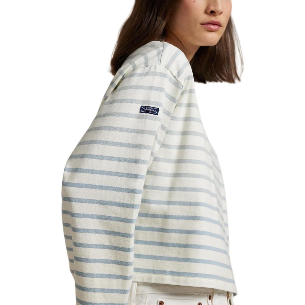 Polo Ralph Lauren Loose Cotton Striped Sailor T-Shirt Women Tops Blue White WMPOKNINC020208-400