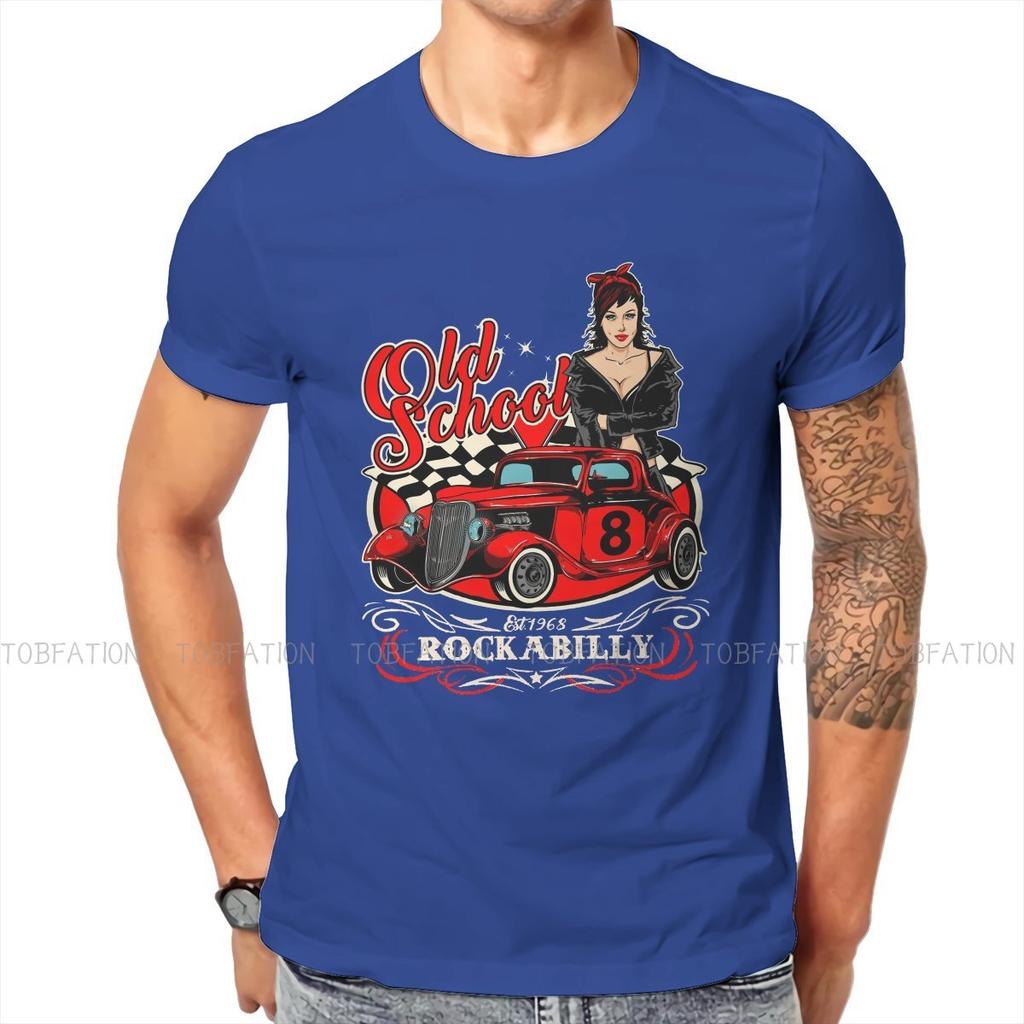 ZX Rockabilly Pin Up Girl Sock Hop Rocker Vintage Classic Rock and Roll Music Tshirt Graphic Men Summer Mens Tops Cotton  T Shirt